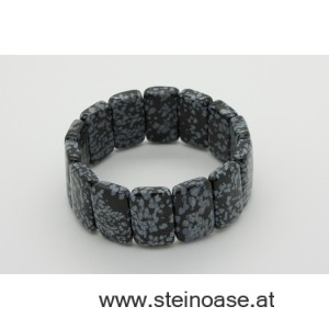 Armband Schneeflocken Obsidian 'Breit'